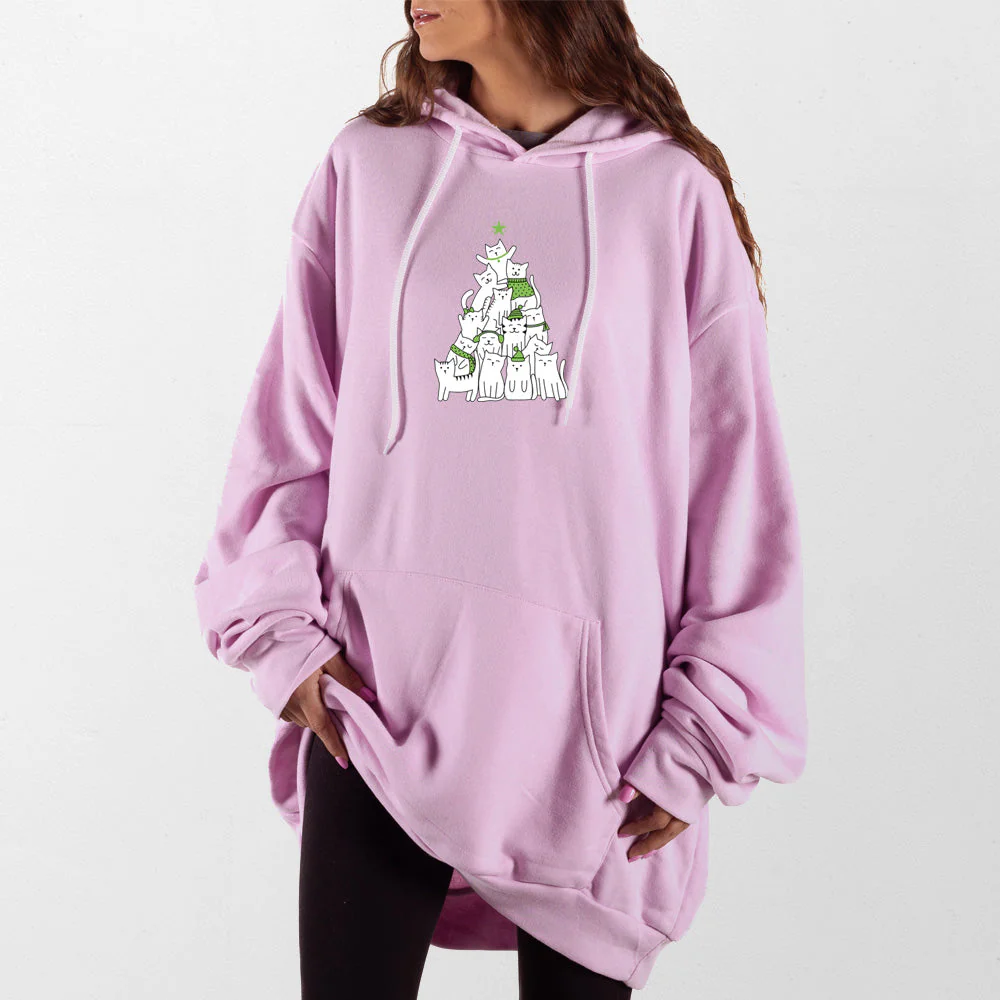 Cat Christmas Tree Giant Hoodie - Image 5